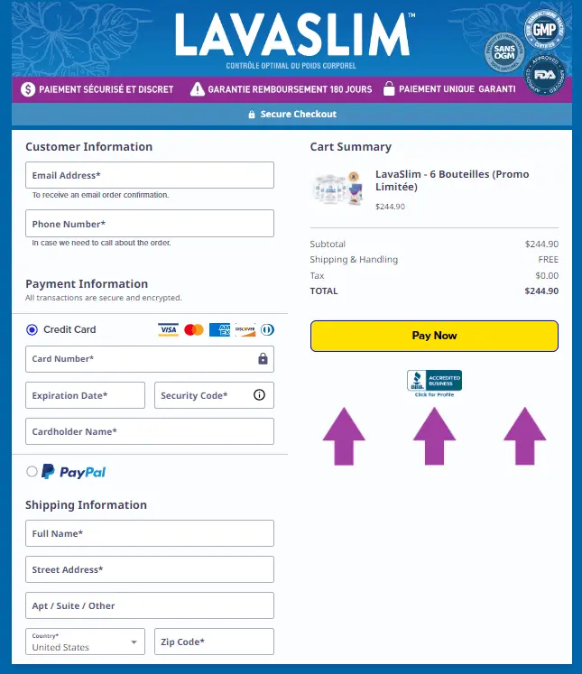 lavaslim order page